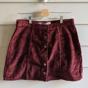 Dark Academia Corduroy Button-Down Miniskirt
